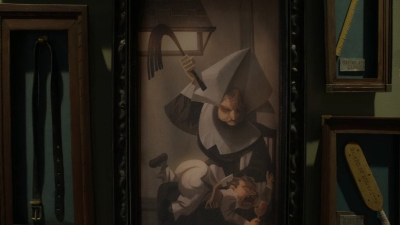 Painting of nun spanking a boy