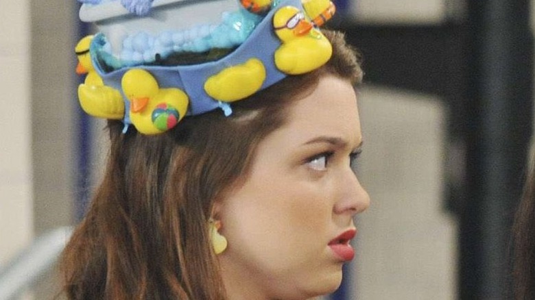 Harper wearing a hat embellished with rubber ducks in Wizards of Waverly Place