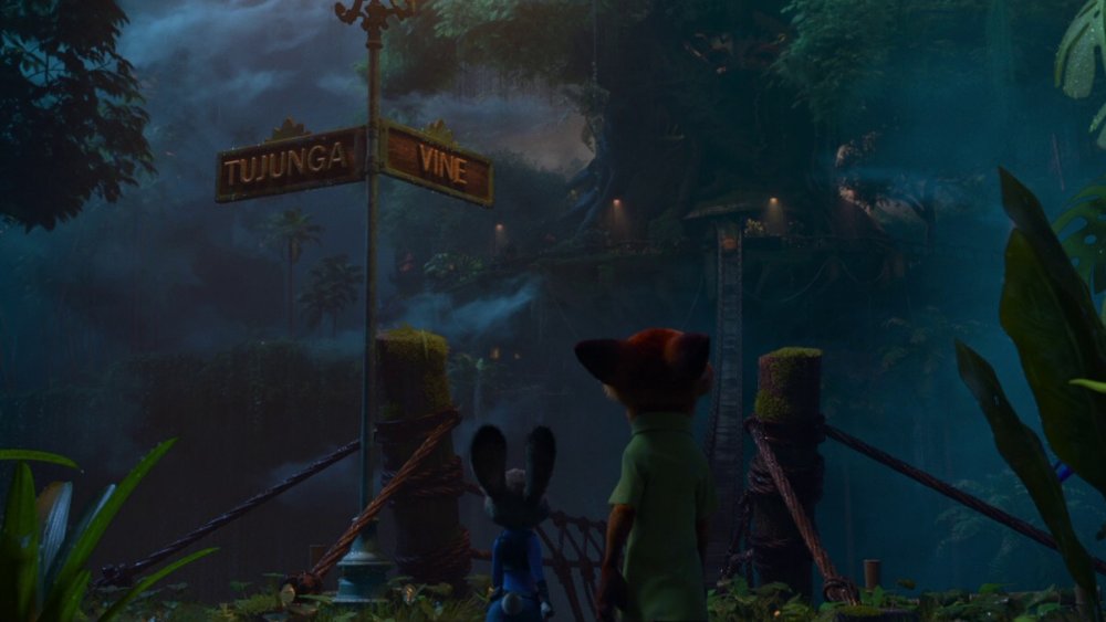 Judy Hopps and Nick Wilde in the Rainforest District, from Zootopia