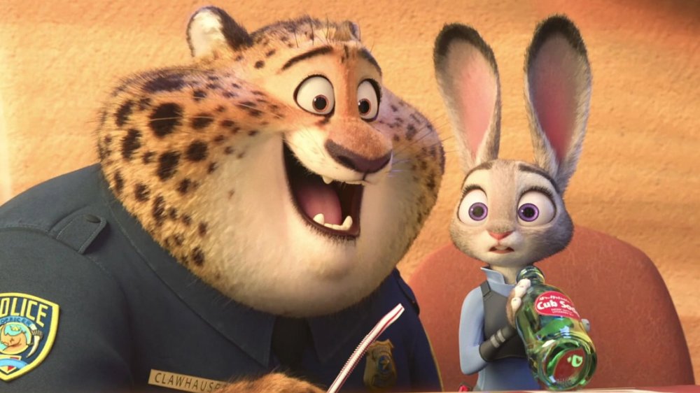 Benjamin Clawhauser and Judy Hopps, from Zootopia