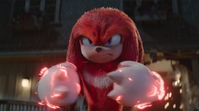 Knuckles looking menacing holding his fists up