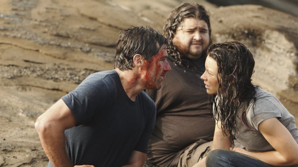  Matthew Fox as Jack Shephard, Evangeline Lilly as Kate Austen, and Jorge Garcia as Hugo "Hurley" Reyes on Lost