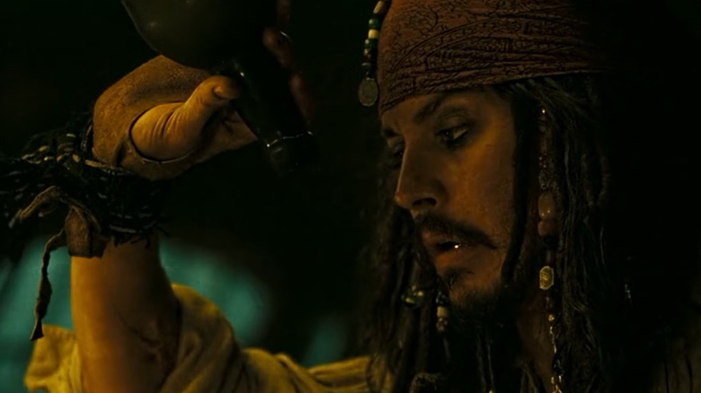 Jack Sparrow drinks rum