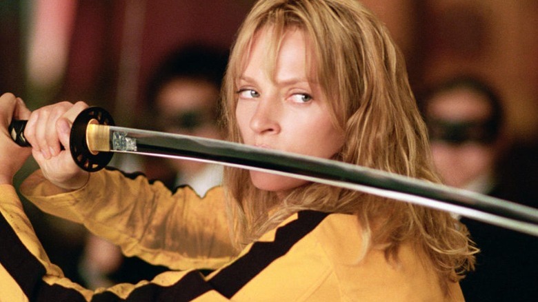 Uma Thurman holding a sword 