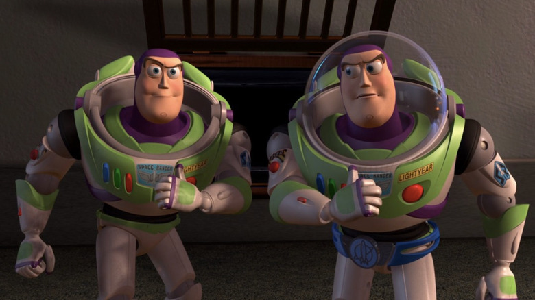 Buzz fights his double