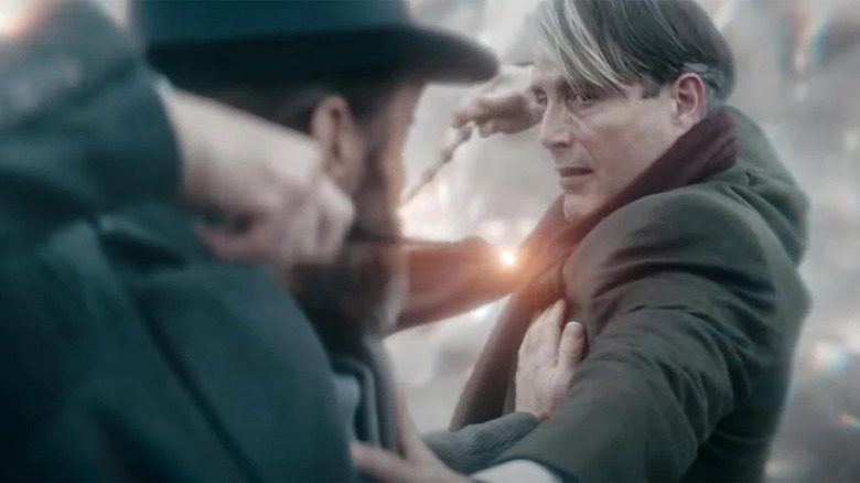 Dumbledore and Grindelwald fighting