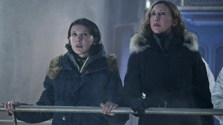 Millie Bobby Brown and Vera Farmiga look worried