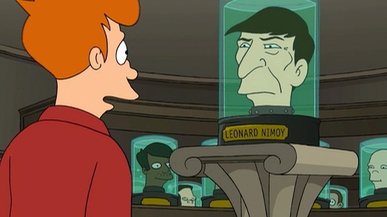 Fry talks to Leonard Nimoy's head