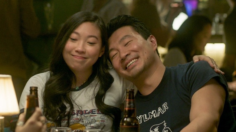 Shang-Chi Awkwafina and Simu Liu chilling