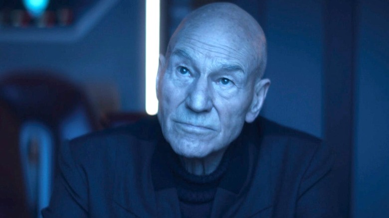 Picard lit by blue lights