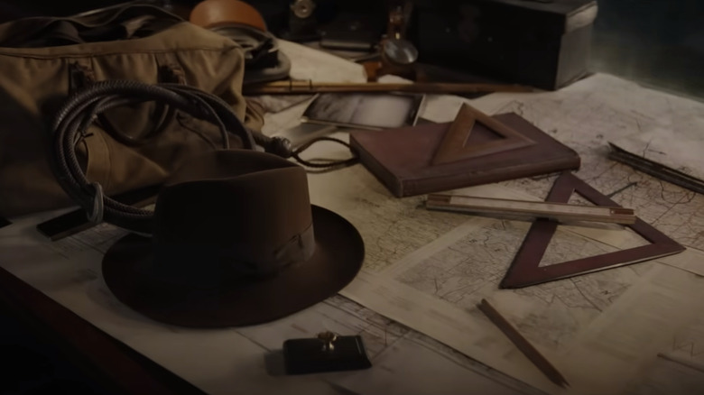 Indy's hat and gear on display