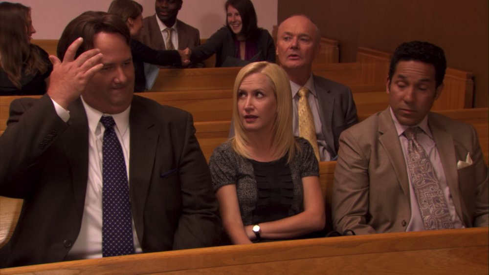 Brian Baumgartner, Angela Kinsey, Creed Bratton, and Oscar Nunez in The Office