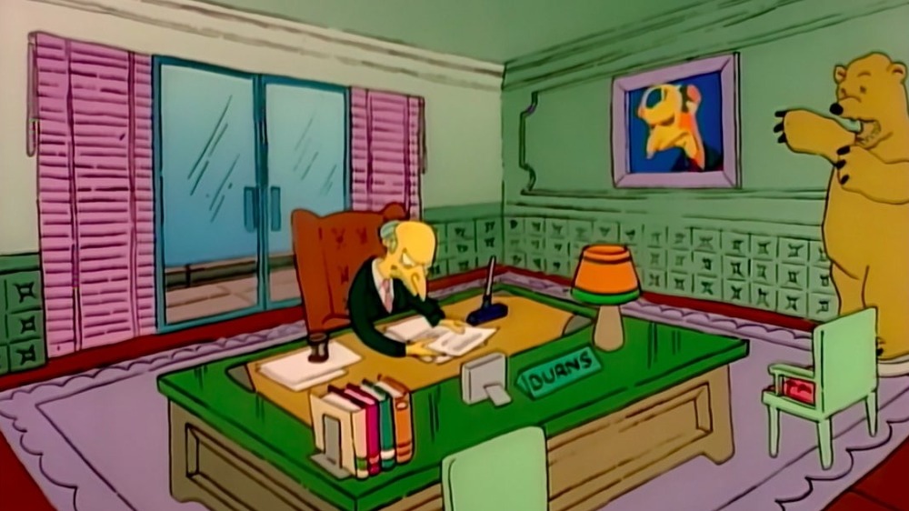 Mr. Burns sitting in office