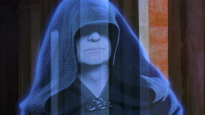 Darth Sidious communicates with underlings via hologram