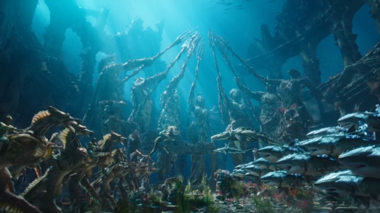 Seven statues in Aquaman