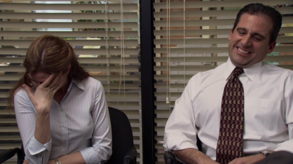 Jenna Fischer and Steve Carell in The Office