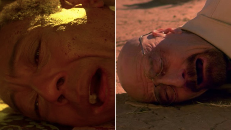 Gus Fring Walter White on ground sobbing