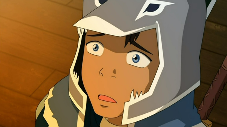 Sokka wearing wolf helmet