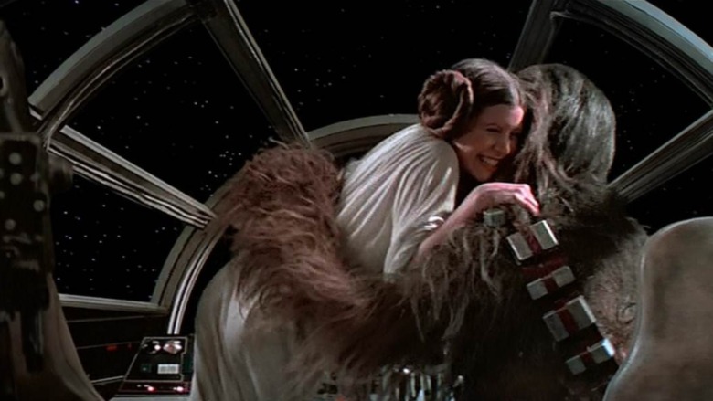 Leia hugs Chewie