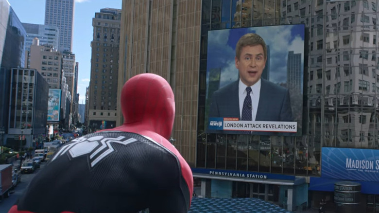 Spider-Man watching the news