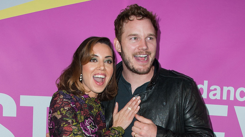 Chris Pratt and Aubrey Plaza at the premiere of "Life After Beth"