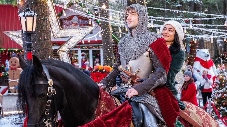 Josh Whitehouse and Vanessa Hudgens riding horseback