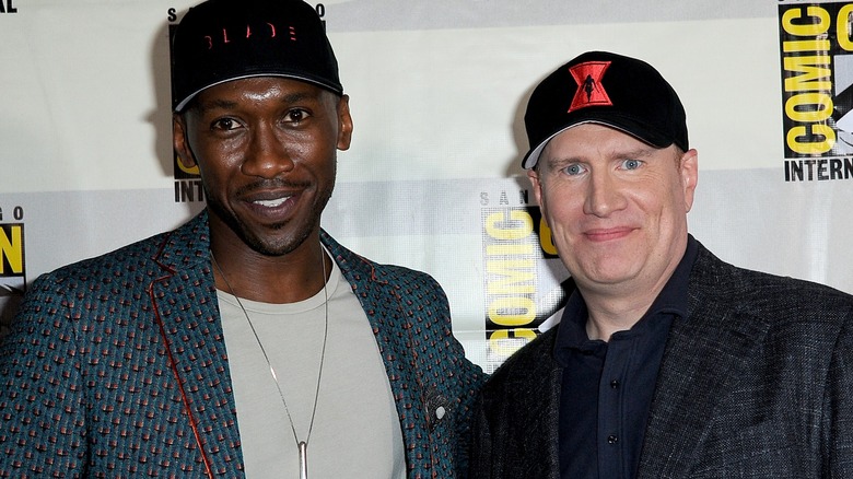 Kevin Feige and Mahershala Ali smiling