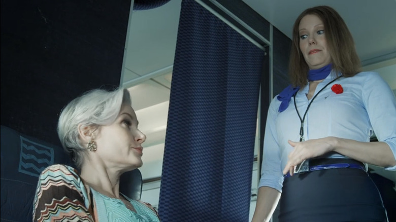 Monique Parent and Jannica Olin in airplane 