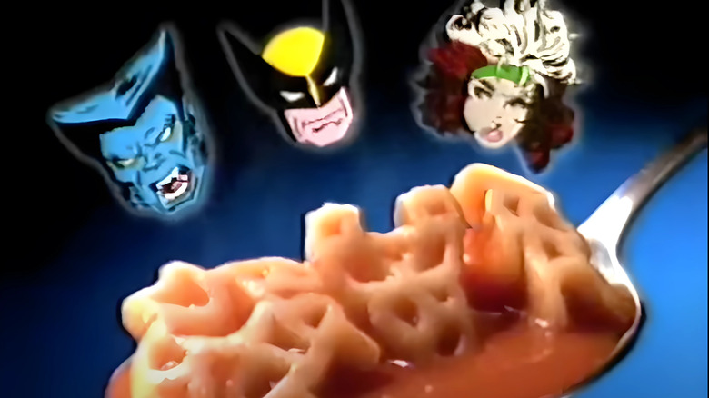 X-Men faces hovering over pasta