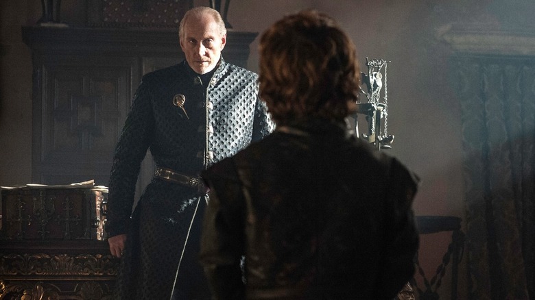 Tywin Lannister glaring at Tyrion