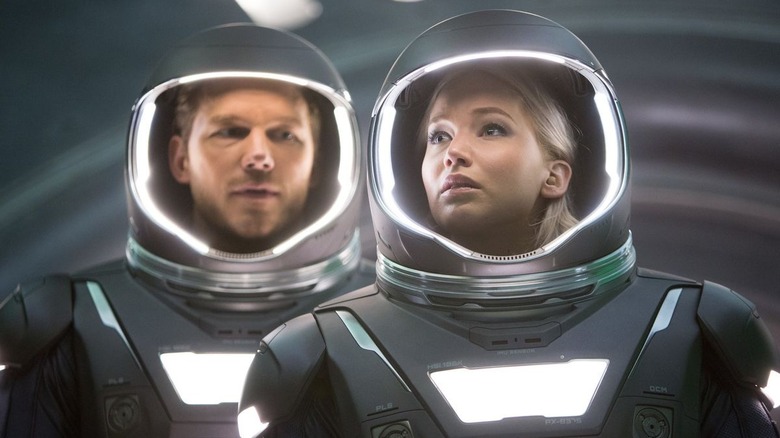 Chris Pratt and Jennifer Lawrence space suits