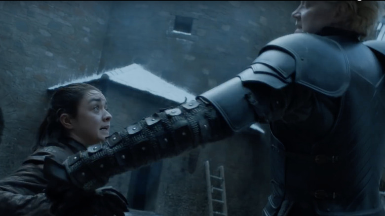 Arya battles Brienne of Tarth