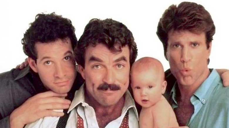 Tom Selleck, Ted Danson, and Steve Guttenberg in 'Three Men and a Baby'