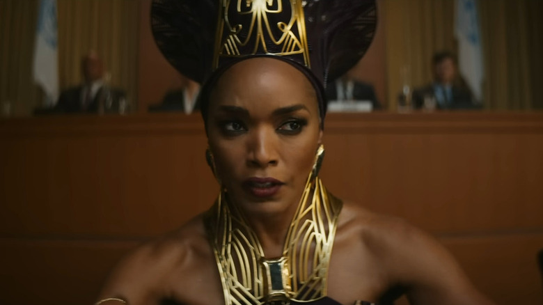 Queen Ramonda speaking at the UN in Wakanda Forever