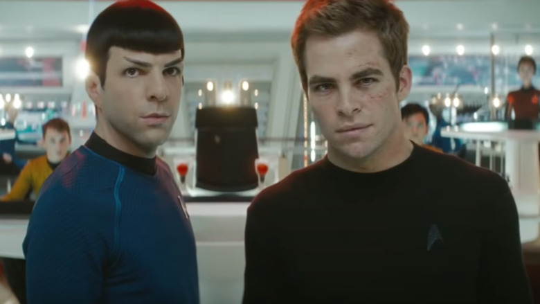 Chris Pine and Zachary Quinto as Kirk and Spock in the rebooted Star Trek