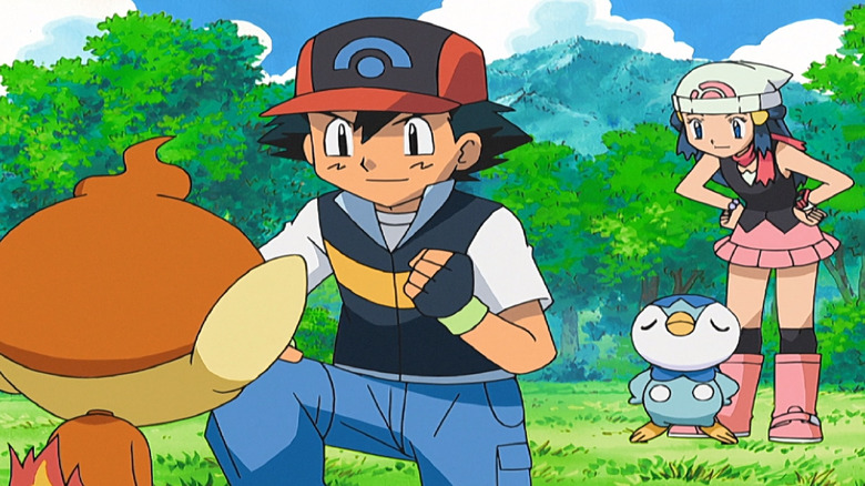 Chimchar, Ash, Piplup, and Dawn
