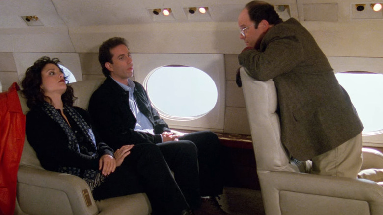 Elaine, Jerry, and George on NBC private jet to Paris