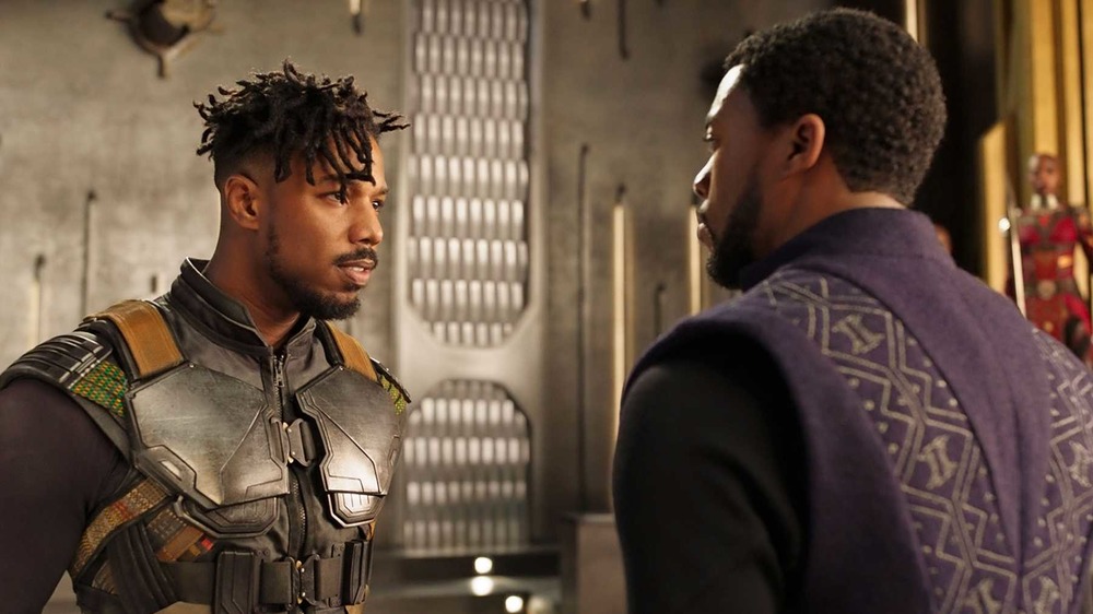 Michael B. Jordan and Chadwick Baseman as T'Challa and Erik Killmonger in Black Panther