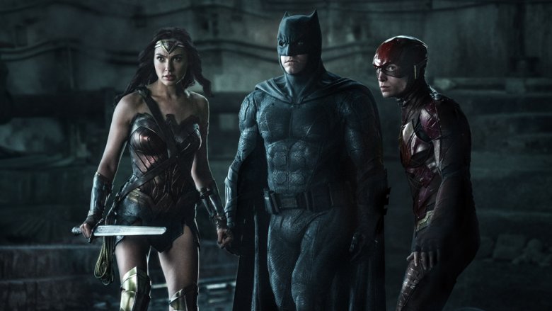 Gal Gadot, Ben Affleck, and Ezra Miller in Justice League