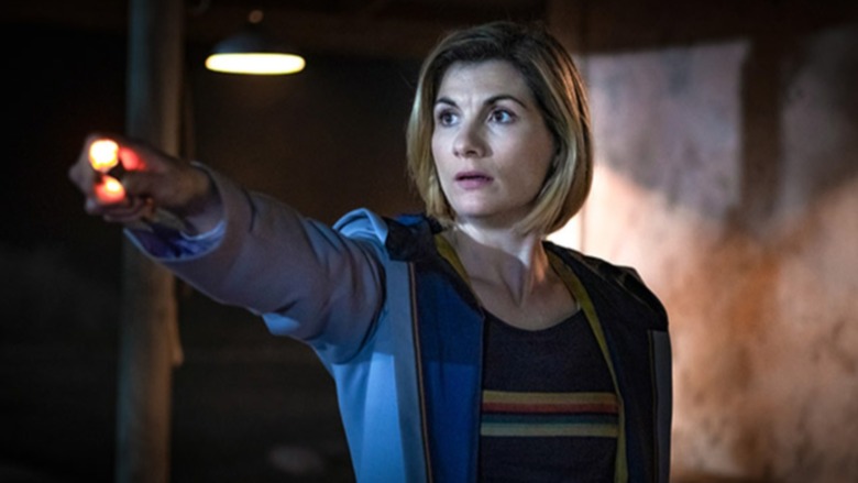 Thirteenth Doctor using her sonic screwdriver