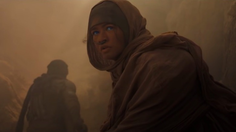 Zendaya looking up in Dune 