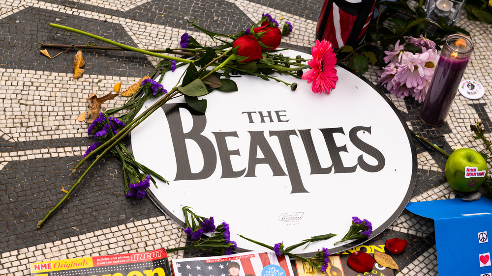 The Beatles drum with flowers