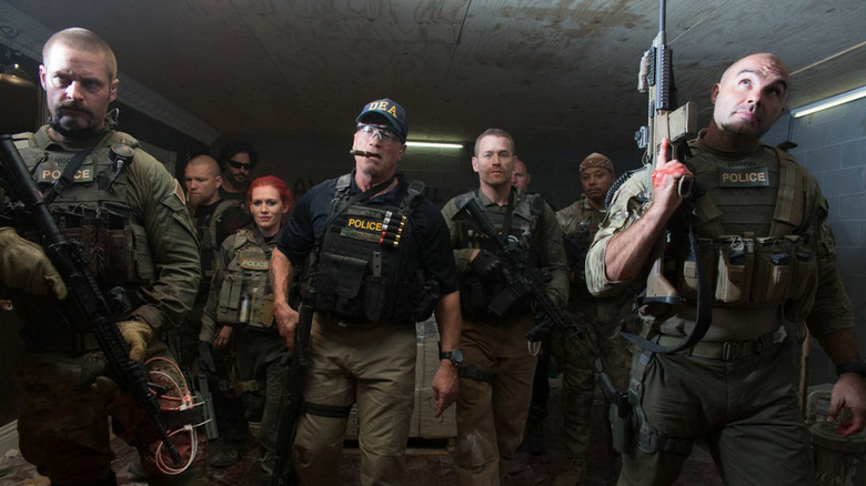 Sabotage movie cast with guns