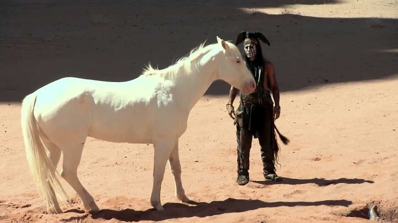 Johnny Depp and a white horse