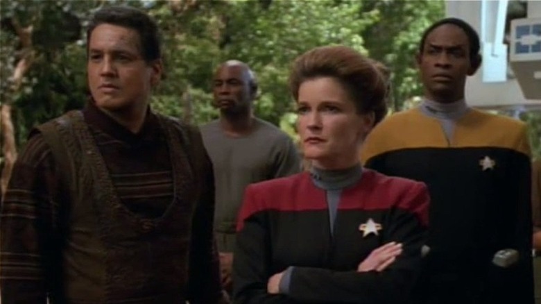 Chakotay, Janeway, and Tuvok