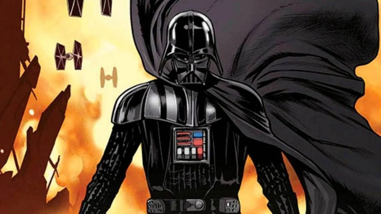 Darth Vader with his cape flowing in the wind