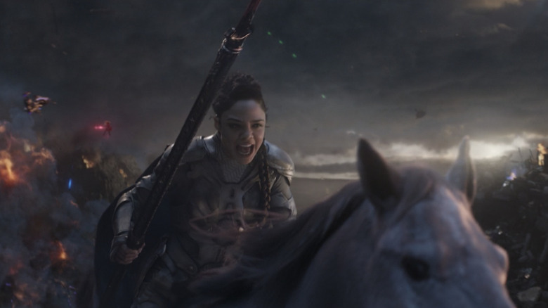 Valkyrie riding into battle on her flying horse