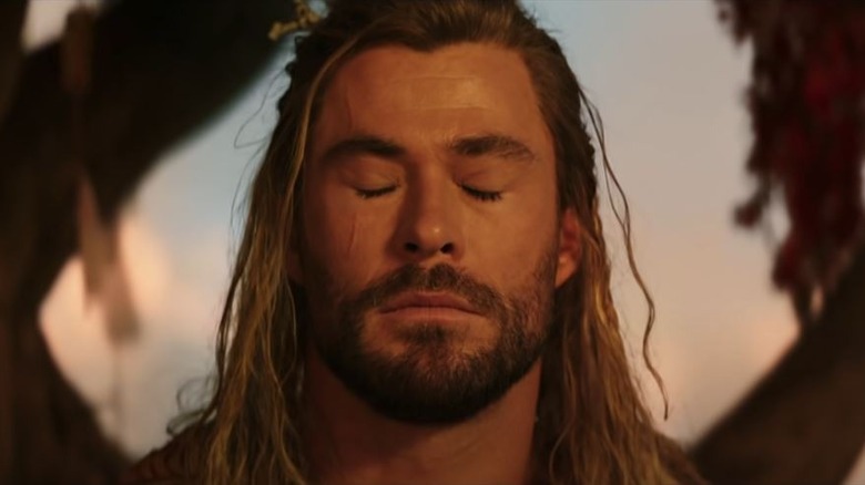 Thor with his eyes closed