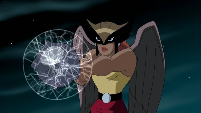 Hawkgirl holding her mace