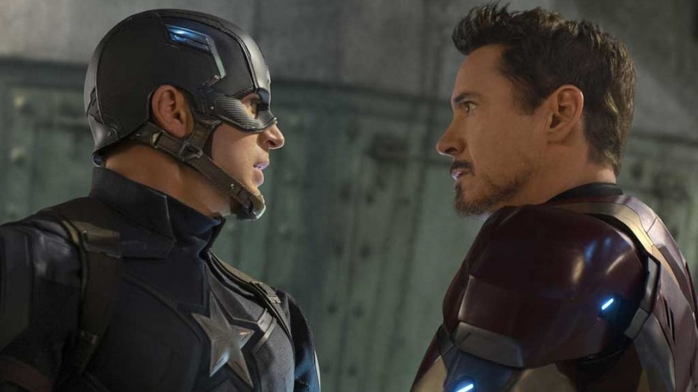 Captain America faces off with Iron Man